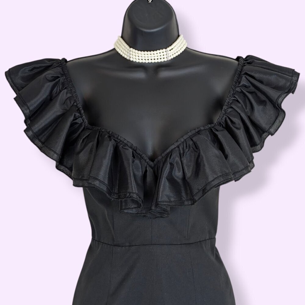 Elle Zeitoune Ruffled Neckline Side Split Dress